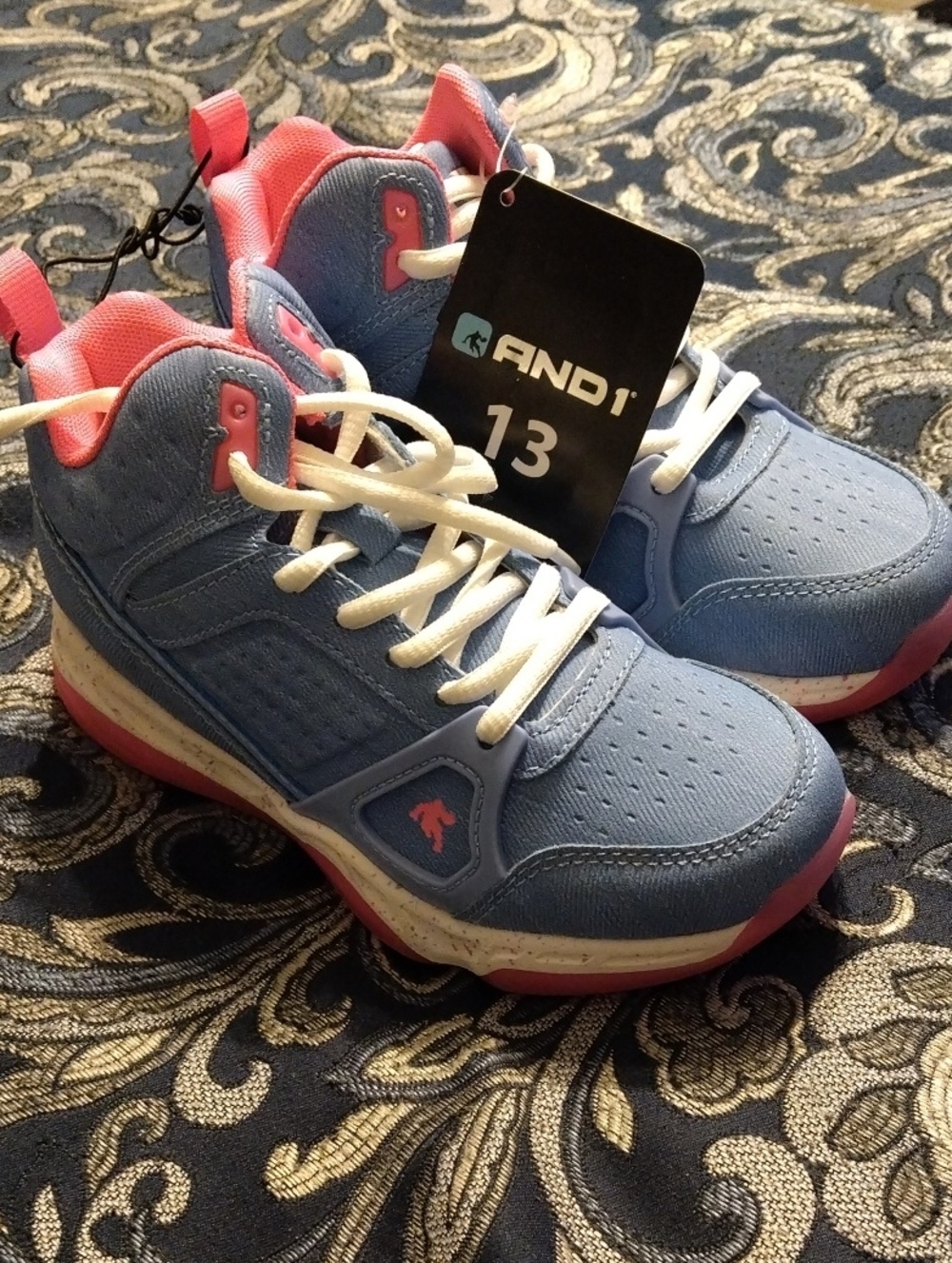 AND1 Kids Light Blue and Pink High-Top Sneakers